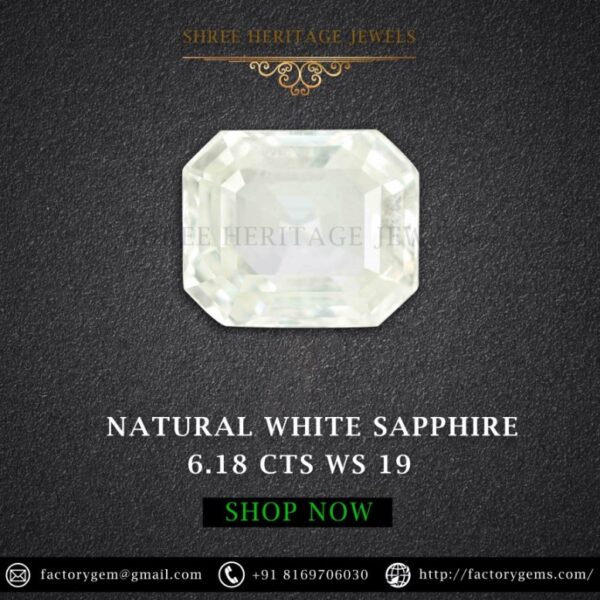 6.18 Carat Natural White Sapphire Stone