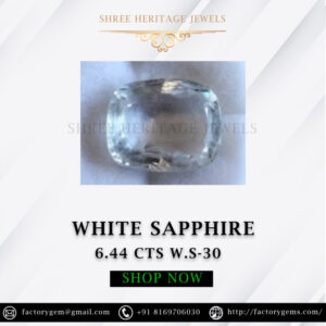 6.44 Carat Natural White Sapphire Stone