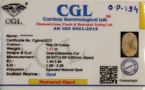 7.21 Carat Natural Australian Opal Stone - Image 2