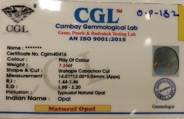 7.35 Carat Natural Australian Opal Stone - Image 2