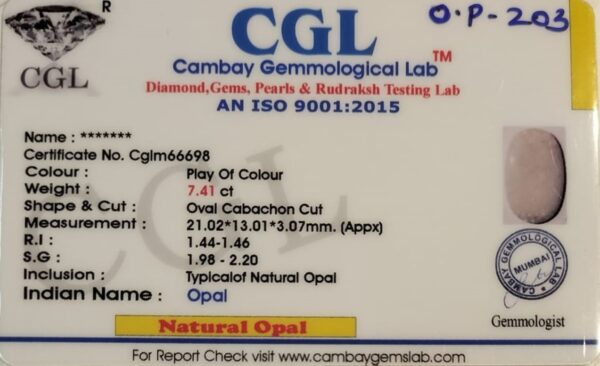 7.41 Carat Natural Australian Opal Stone - Image 2