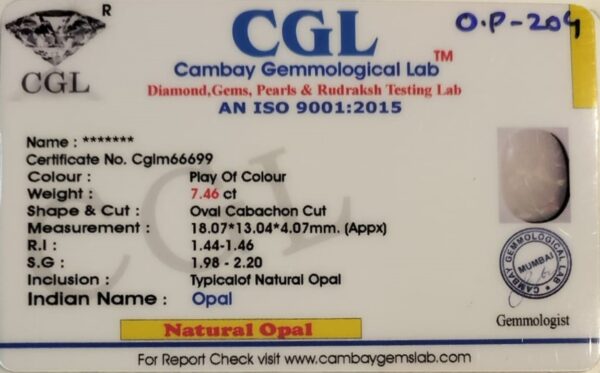 7.46 Carat Natural Australian Opal Stone - Image 2