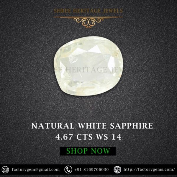 4.67 Carat Natural White Sapphire Stone
