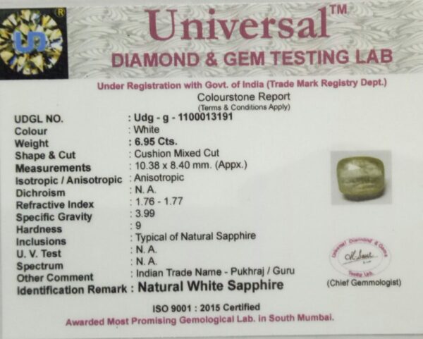 6.95 Carat Natural White Sapphire Stone - Image 2
