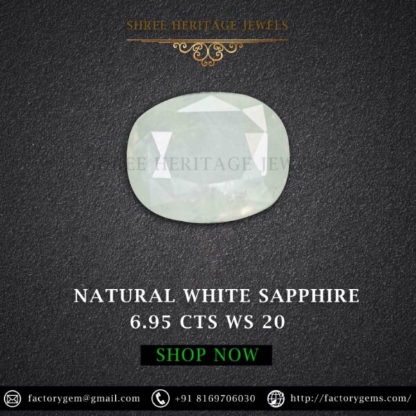 6.95 Carat Natural White Sapphire Stone