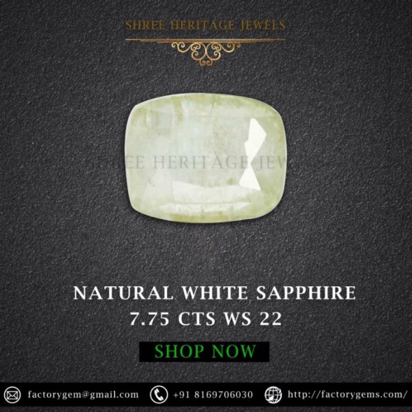 7.75 Carat Natural White Sapphire Stone