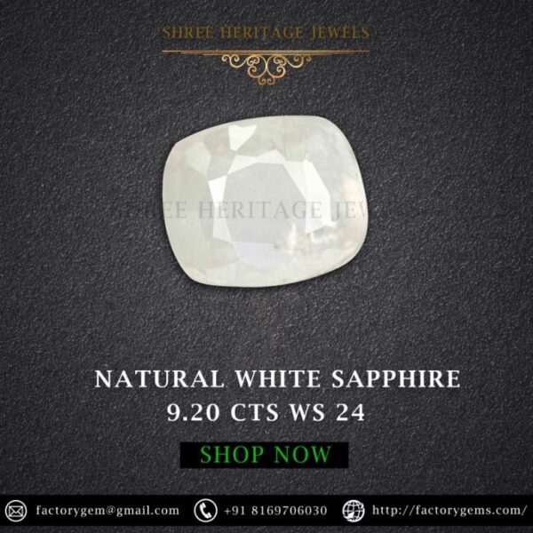 9.20 Carat Natural White Sapphire Stone