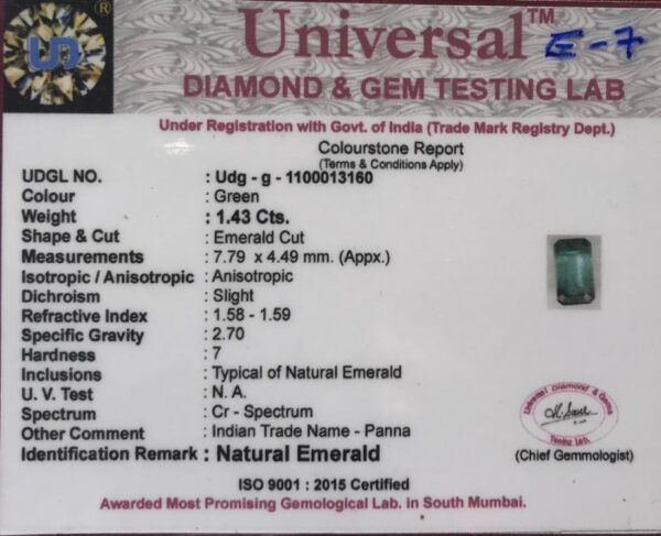 1.43 Carat Natural Emerald Stone - Image 2