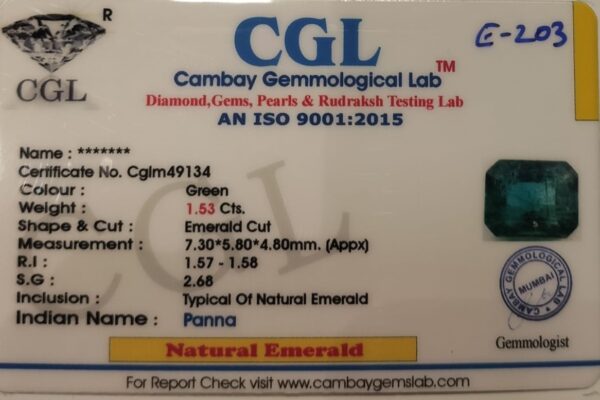1.53 Carat Natural Emerald Stone - Image 2