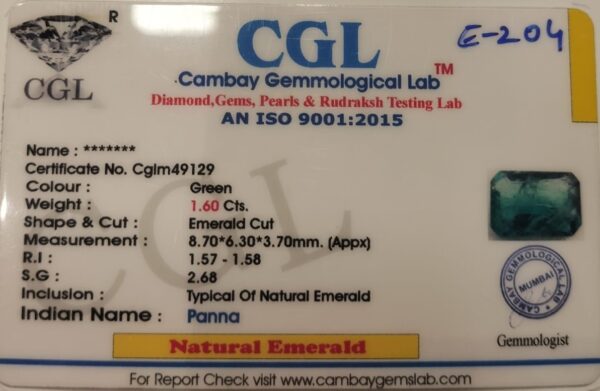 1.60 Carat Natural Emerald Stone - Image 2