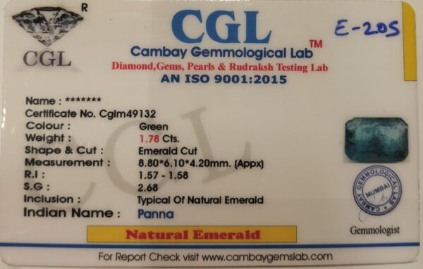 1.78 Carat Natural Emerald Stone - Image 2