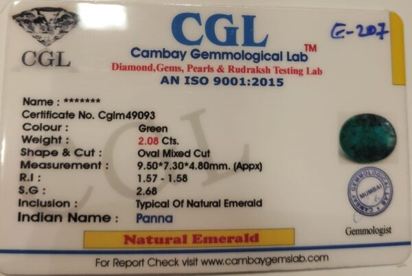 2.08 Carat Natural Emerald Stone - Image 2