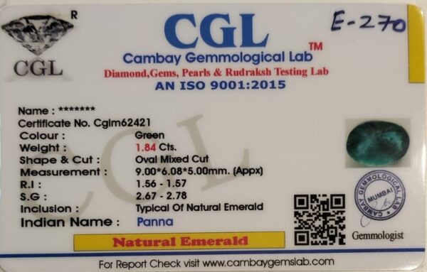 1.84 Carat Natural Emerald Stone - Image 2