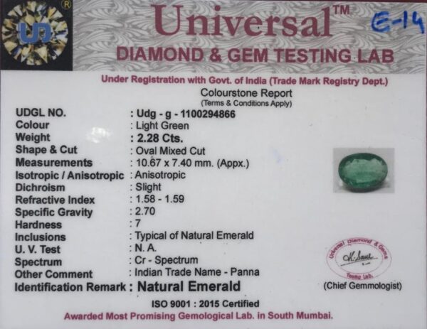 2.28 Carat Natural Emerald Stone - Image 3