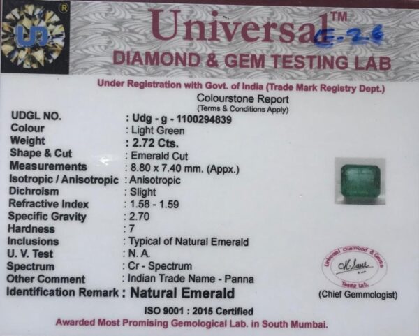2.72 Carat Natural Emerald Stone - Image 2
