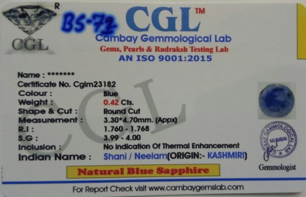 0.42 Carat Natural Blue Sapphire Stone - Image 2