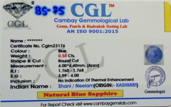 0.57 Carat Natural Blue Sapphire Stone - Image 3