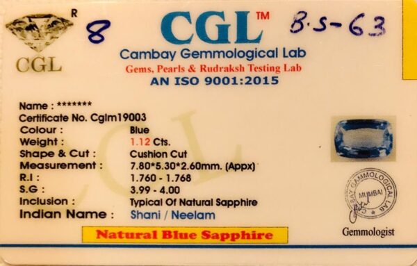 1.12 Carat Natural Blue Sapphire Stone - Image 3