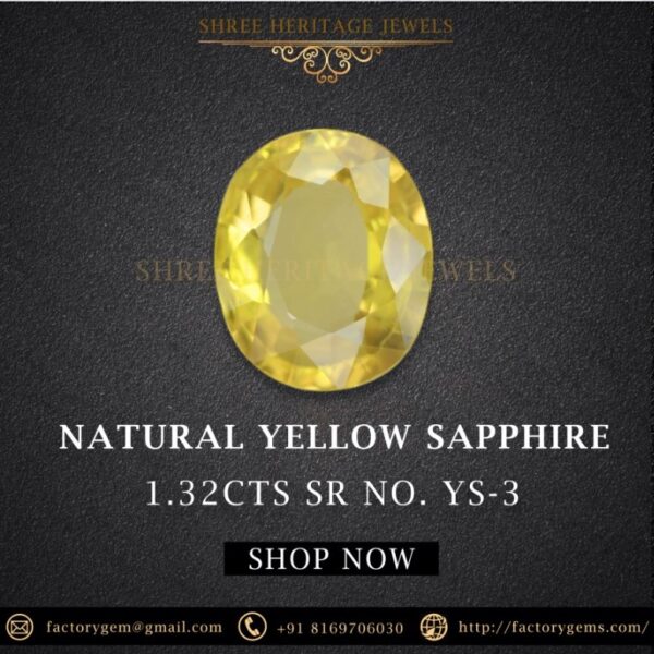 1.32 Carat Natural Yellow Sapphire Stone