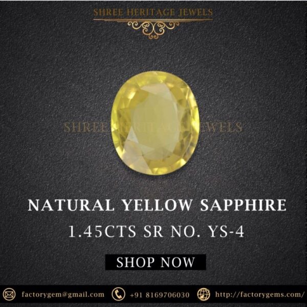 1.45 Carat Natural Yellow Sapphire Stone