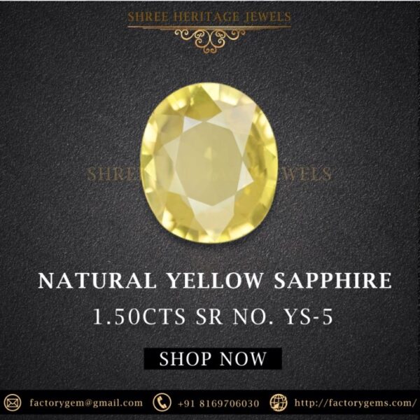 1.50 Carat Natural Yellow Sapphire Stone