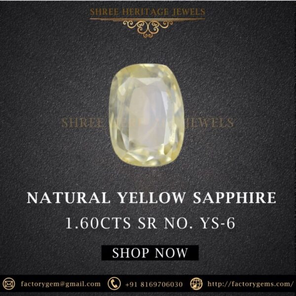 1.60 Carat Natural Yellow Sapphire Stone