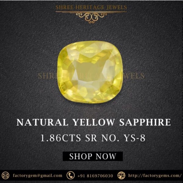 1.86 Carat Natural Yellow Sapphire Stone