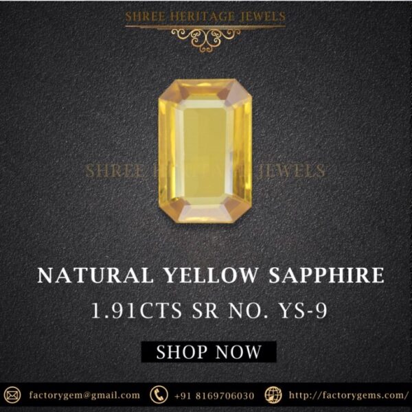 1.91 Carat Natural Yellow Sapphire Stone