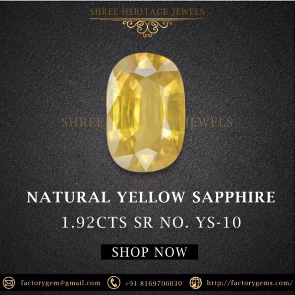 1.92 Carat Natural Yellow Sapphire Stone