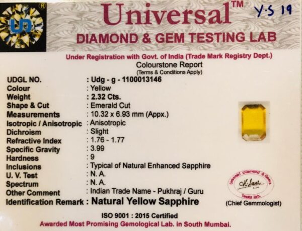 2.32 Carat Natural Yellow Sapphire Stone - Image 2