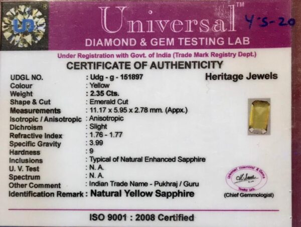 2.35 Carat Natural Yellow Sapphire Stone - Image 2