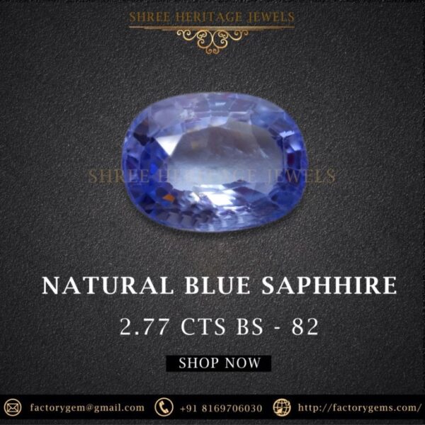 2.77 Carat Natural Blue Sapphire Stone
