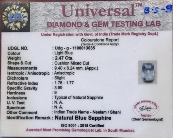 2.47 Carat Natural Blue Sapphire Stone - Image 3
