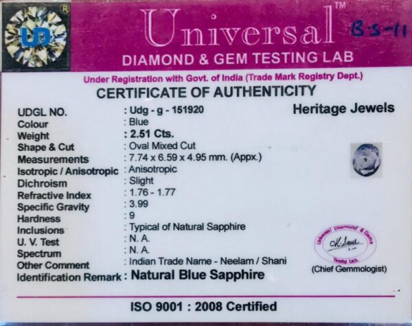 2.51 Carat Natural Blue Sapphire Stone - Image 3