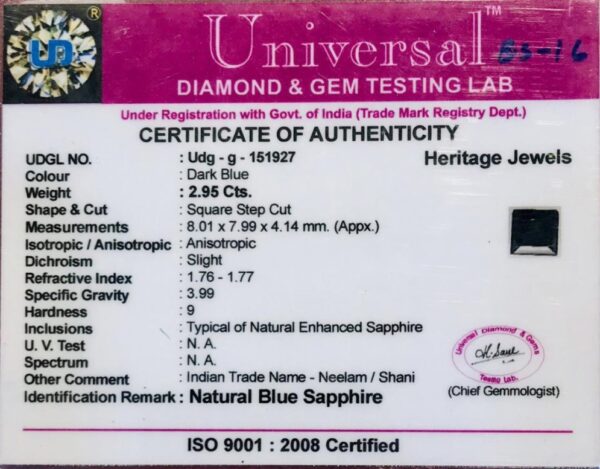 2.95 Carat Natural Blue Sapphire Stone - Image 3