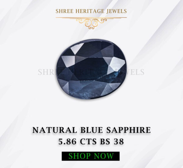 5.86 Carat Natural Blue Sapphire Stone