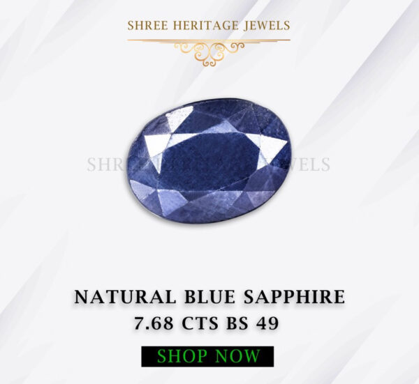 7.68 Carat Natural Blue Sapphire Stone