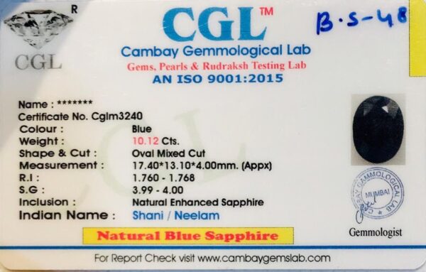 10.12 Carat Natural Blue Sapphire Stone - Image 3