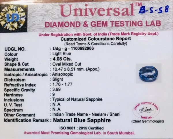 4.08 Carat Natural Blue Sapphire Stone - Image 3