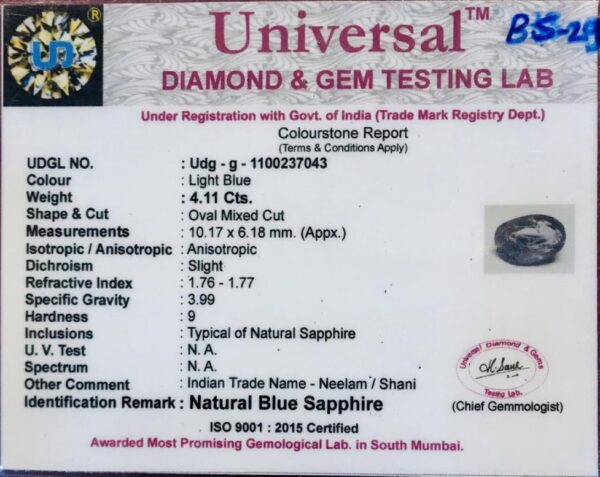 4.11 Carat Natural Blue Sapphire Stone - Image 2