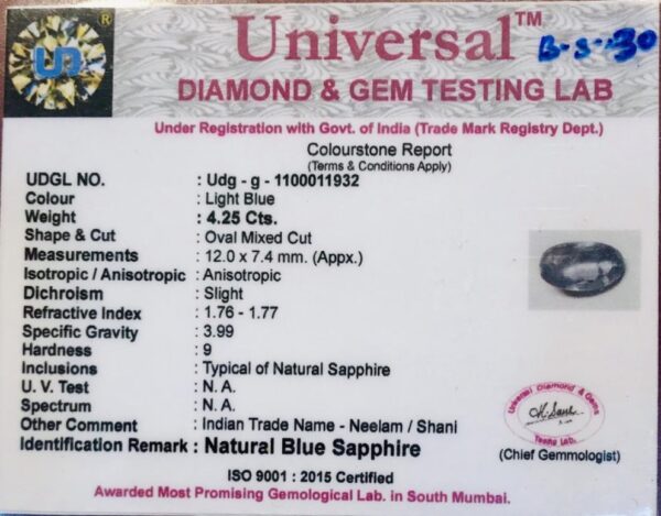 4.25 Carat Natural Blue Sapphire - Image 3