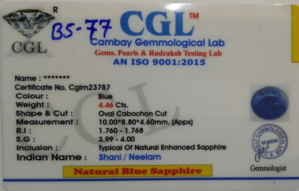 4.46 Carat Natural Blue Sapphire Stone - Image 2