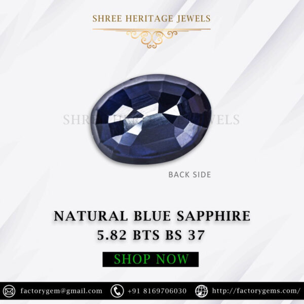 5.82 Carat Natural Blue Sapphire Stone - Image 2