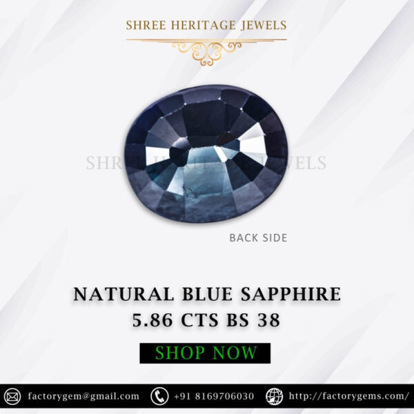 5.86 Carat Natural Blue Sapphire Stone - Image 2