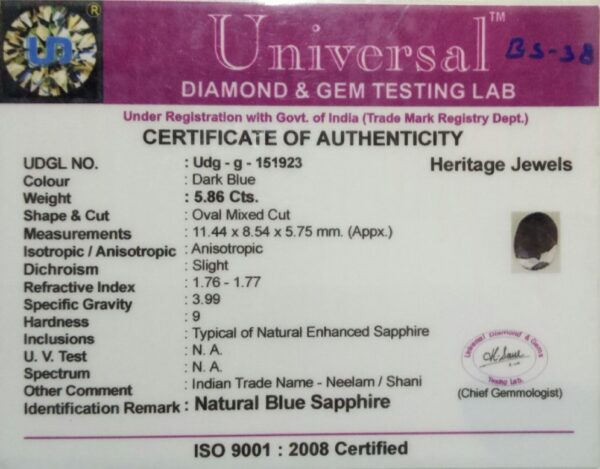 5.86 Carat Natural Blue Sapphire Stone - Image 3