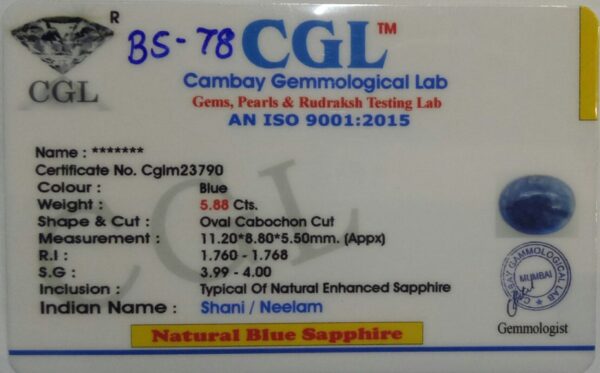 5.88 Carat Natural Blue Sapphire Stone - Image 2