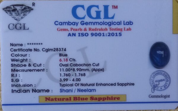 6.18 Carat Natural Blue Sapphire Stone - Image 2