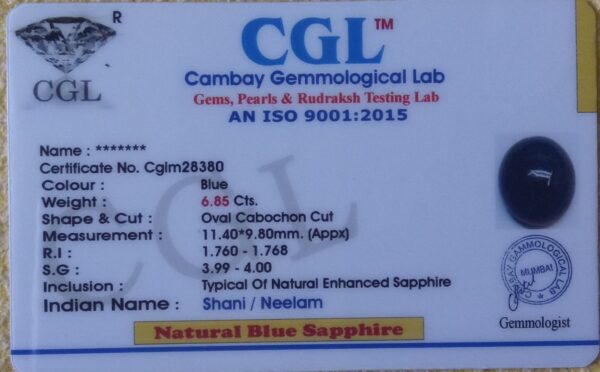 6.85 Carat Natural Blue Sapphire Stone - Image 2