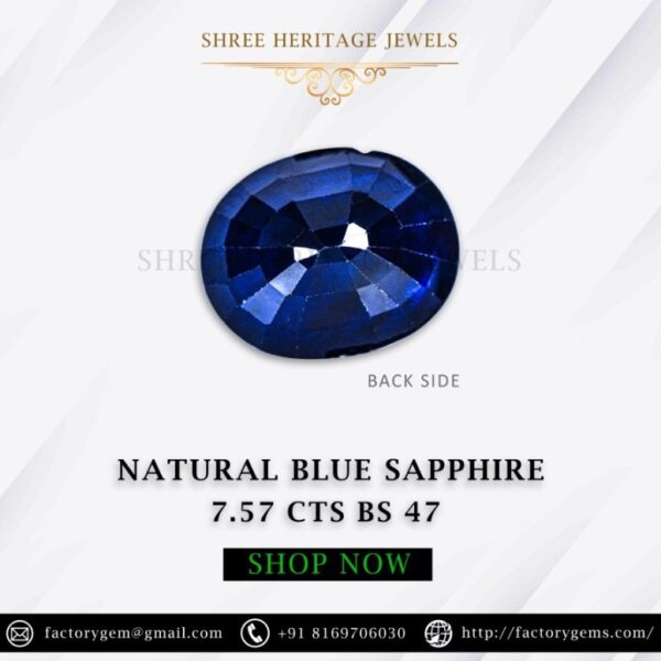 7.57 Carat Natural Blue Sapphire Stone - Image 2