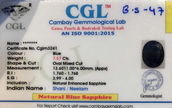 7.57 Carat Natural Blue Sapphire Stone - Image 3